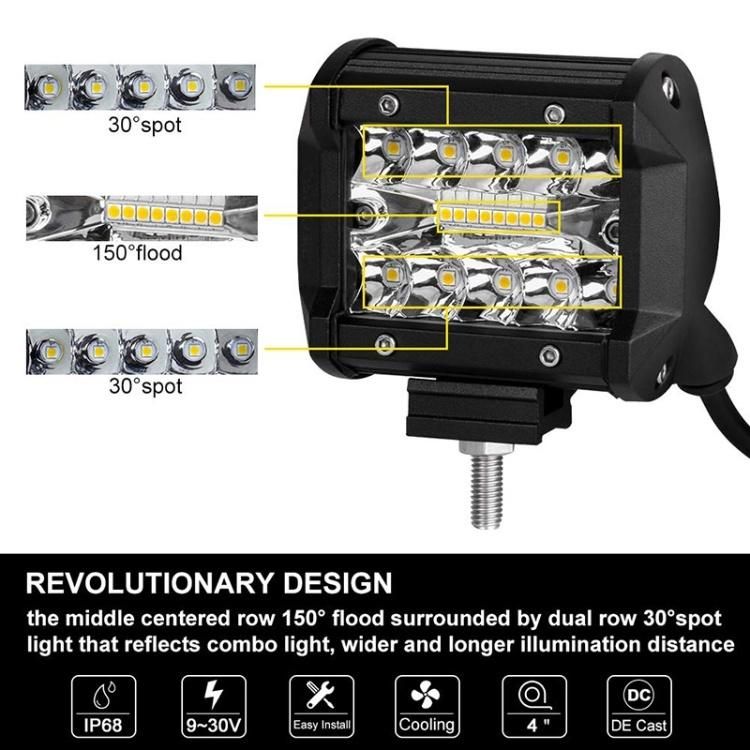 4" LED Work Light Bar 12V 24V 60W LED Light Bar Car Work Light for Tractor Truck 4X4 SUV ATV