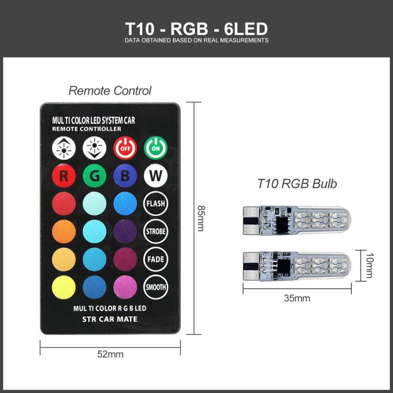 T10 RGB LED W5w 194 5050 SMD Car Clearance Light Dome Reading Bulb 12V COB RGBW Auto Interior Light Atmosphere Lamp