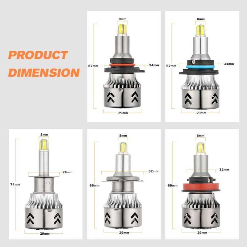 8 Sides LED Csp Chips Headlight Bulbs Mini Body H7 360 Degree Full Light 18000lm H11 LED Fog Light H1 H3 9005 9006 Hb3 Hb4 6000K