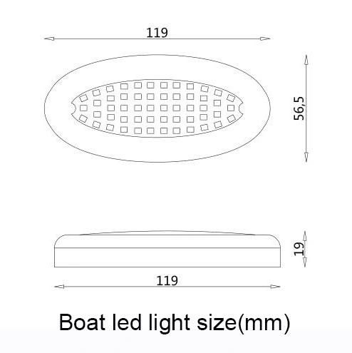 12V IP68 Boat Marine Deck Light LED Oblong Light for RV Boat Trailer