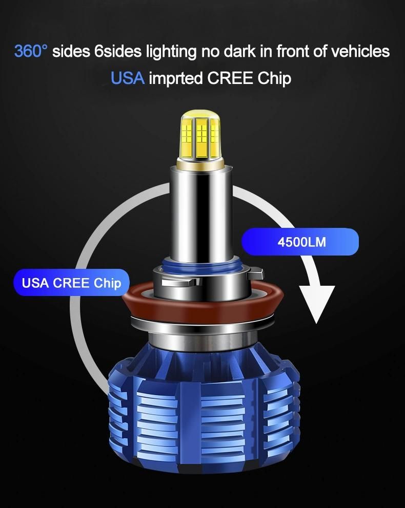 LED Headlight Conversion 9006 X6 Car Lighting 90W 10000 Lumen Auto Parts 360 Degree Adjustable Lumens