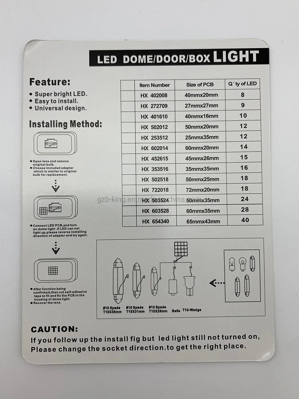 3 Years Warranty 6SMD 3*2 5050 LED Panel Light for Car Interior Map Dome Light