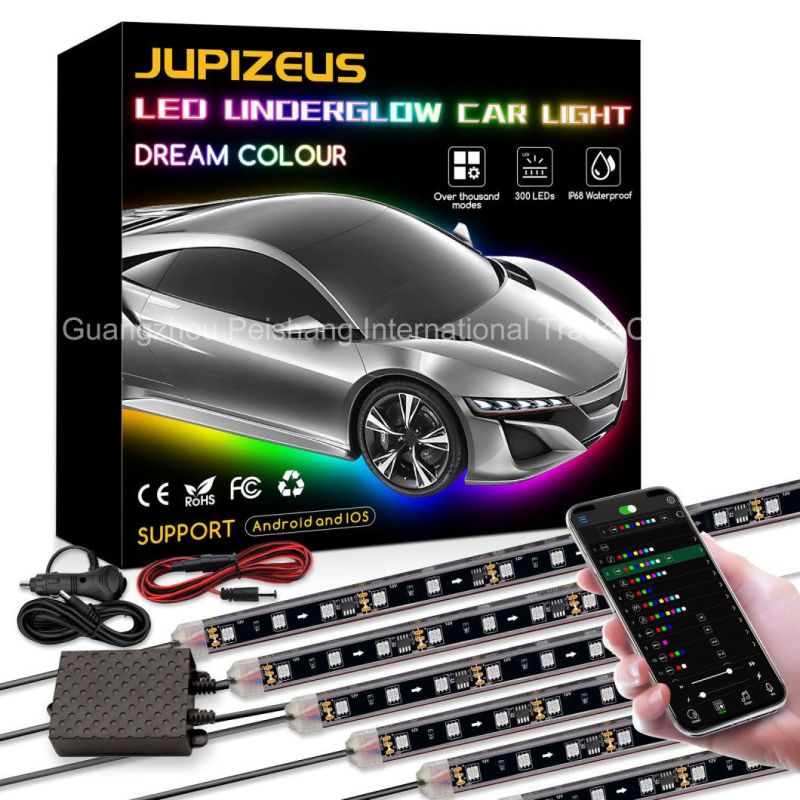 154cm+64cm Amazon Bestsell Flowing Chasing Color RGB Car Underglow Light Kit Neon Light Car LED Strip Lights