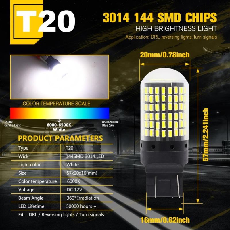 Carolyn 1156 1157 Brake Light T15 T20 Turn Sign Light 12V P21W Car LED Bulb 3030 27SMD LED Canbus Reverse Light