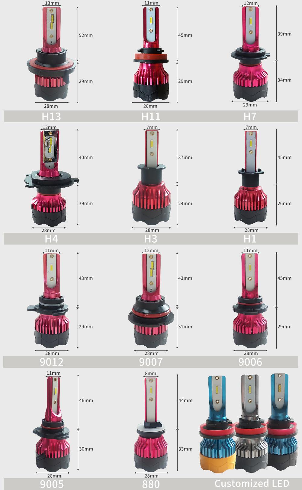 K5 LED Headlight H4 H7 H11 9005 9006 Auto Lamp Bulbs