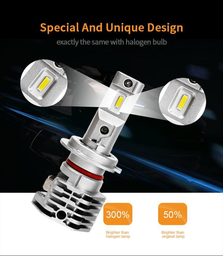 Weiyao 4500lumen 6500K Fan Cooling High Power 60W H7 Lled Headlight Bulbs for Car