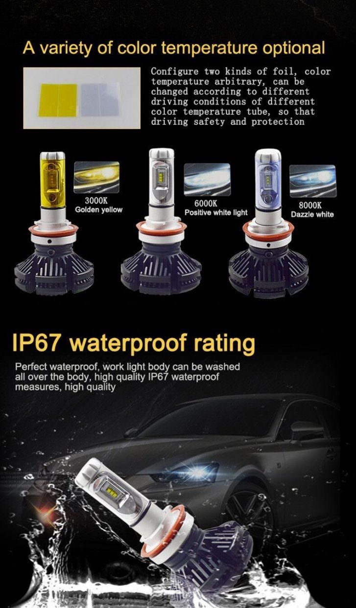 Manufacturer 2PCS X3 LED Headlight 50W 6000lm LED Car Headlight 3000K/6500K/8000K Zes Chip H1 H11 9005 H4 9006 H7 LED Fog Lamp Auto Lights