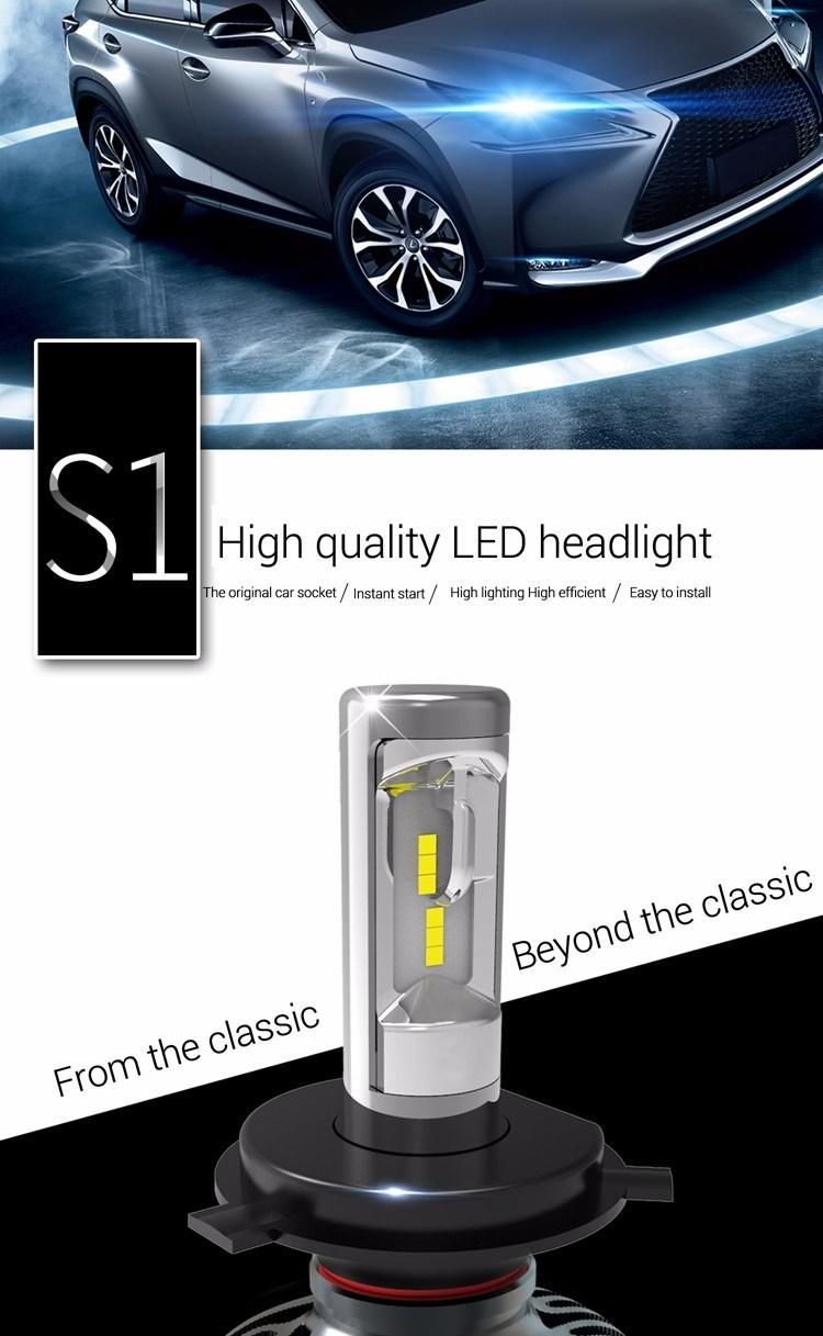 S1 Factory Supply 4000lm 40W Csp Chip 880 12V 24V Fanless Auto Light Bulb Kit 9005 H11 H7 S1 Car H4 LED Headlights