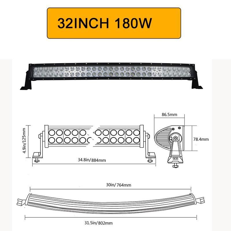 22 32 42 50 52′′ Inch Curved LED Light Bar Combo LED Work Light Bar Driving Offroad Car Truck 4X4 SUV ATV 12V 24V