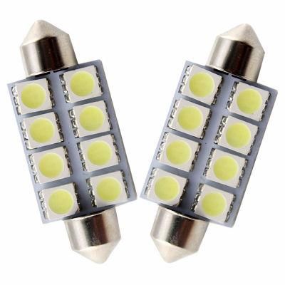 Festoon Dome Light 8 SMD 5050 LED 39mm Three Chips 8SMD 8LED Indoor Reading Lamp License Plate Lamp White DC 12V