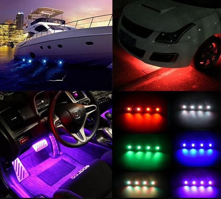 4 Pods RGB LED Rock Lights Flashing Lights for Jeep Truck Offroad Boat 9W RGB Bluetooth APP Control Undercar Light