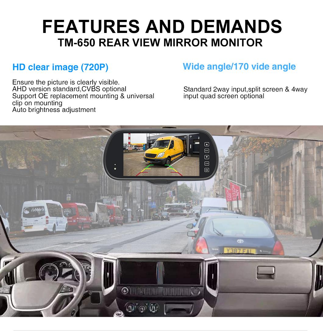 720p LCD 6.5 Inch Backup Rearview Camera Monitor Kit with Window Glass Mount