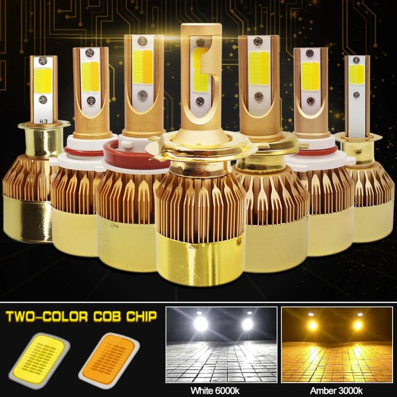 Hotsale Cheapest LED Two-Color 36W 3800lm 9-32V COB Chip 3000K/6000K H7 H11 9005 9006 H4 LED Bulb Headlight Fog Light