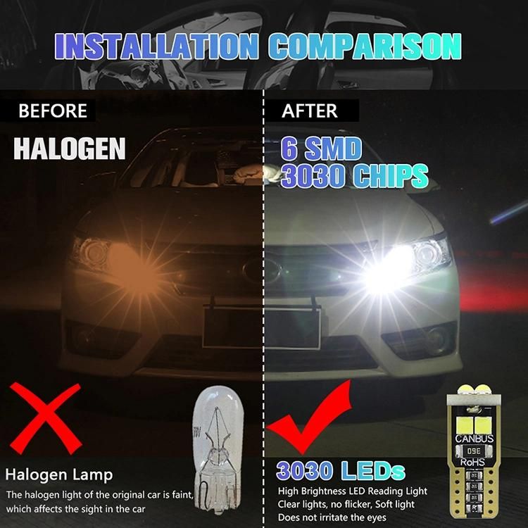 So. K Hot Selling Auto LED Bulb T10 LED W5w 194 4014 15SMD LED T10 Canbus Interior Light for Car License Plate Light