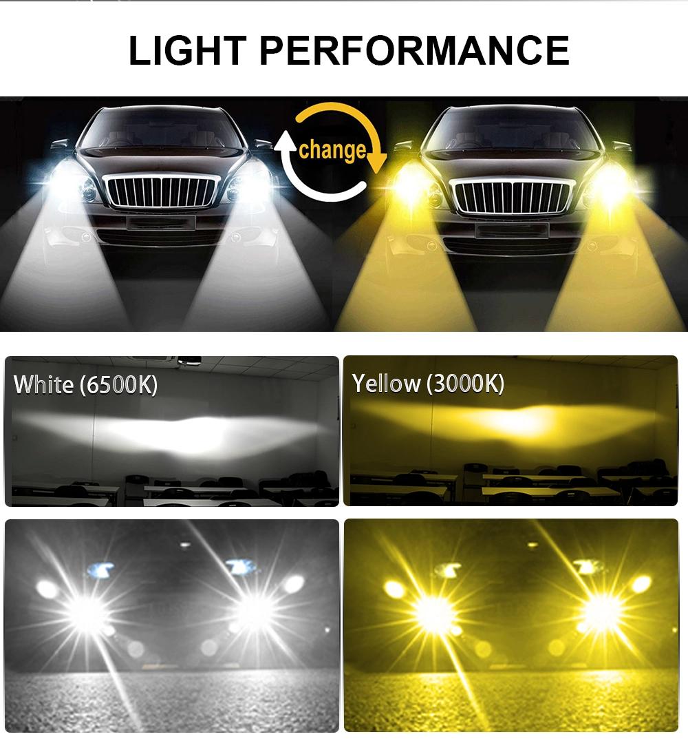 Wholesale Dual Color Car LED Headlight Auto Lamps 3000K 6500K H11 Fog Light H3 H27 880 881