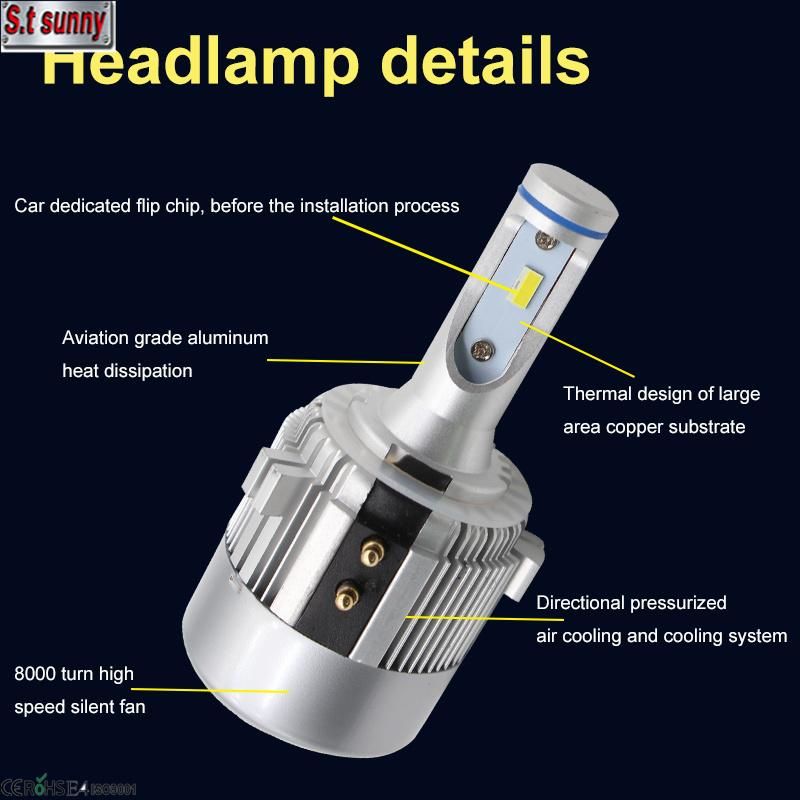 G2 Golf7 H7 LED Headlight Bulbs 36W 3800lm 6000K Aluminum Build-in Fan High Beam Daytime Driving Light Car LED Headlight