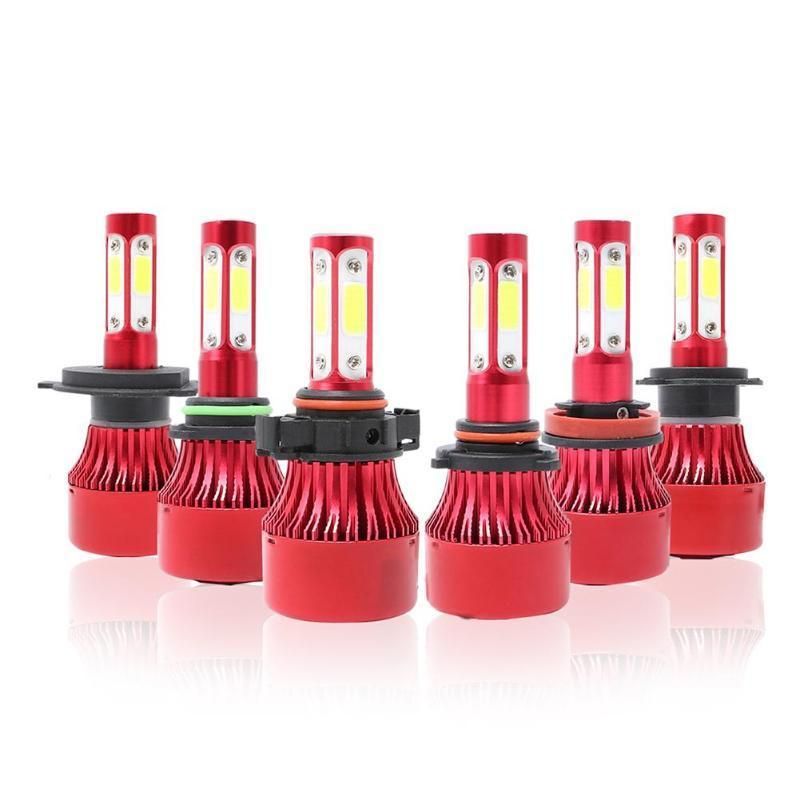 Powerful X7 4 Side COB 100W 10000lm Car LED Headlight Bulbs H4 H11 H13 9005 9006 Chips Auto LED Bulb 12V 6500K Headlight Red Color Auto Lights