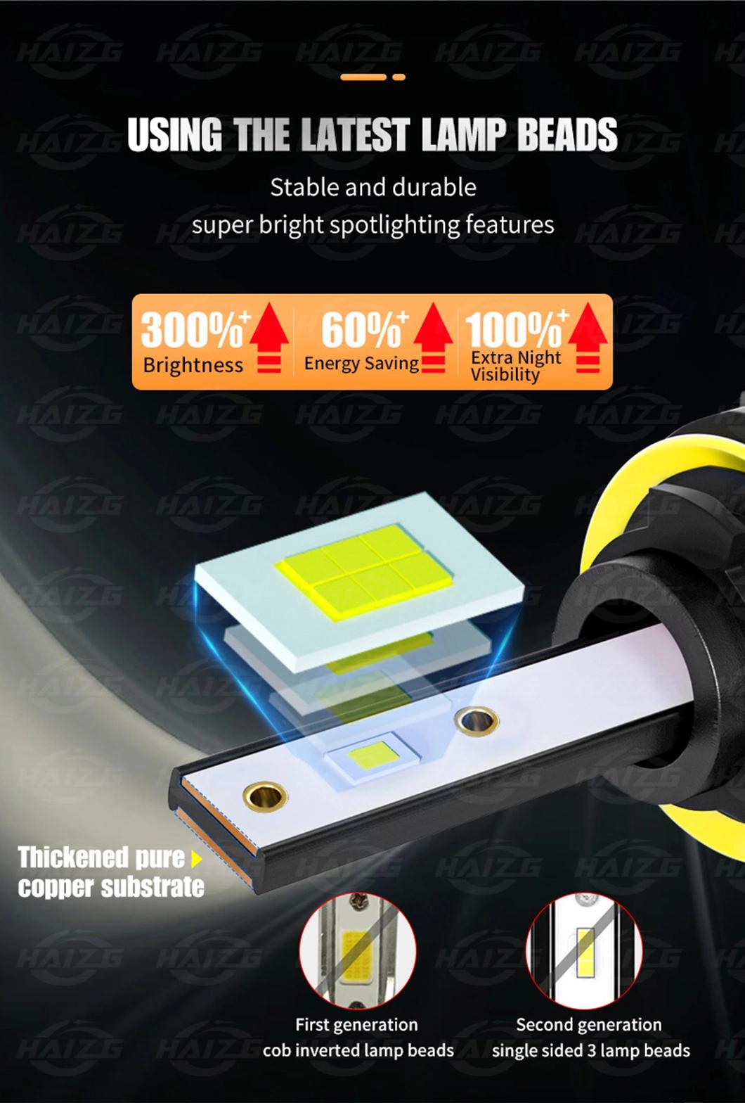 Haizg Auto LED Headlight Canbus H1 H4 H7 H11 9005 9006 LED H4 Headlight 50W 10000lm 6500K Others Car Light Accessories