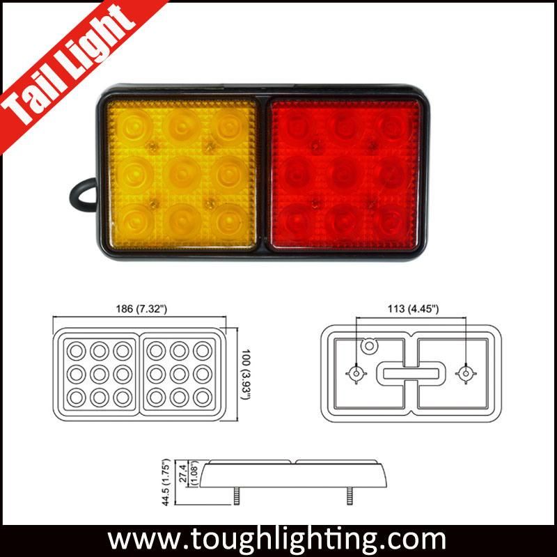 DC 12V Waterproof Ledtruck Reverse Brake Turn Signal Tail Light with E-MARK Certificate