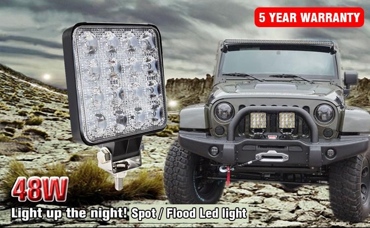 16 LED 48W LED Work Light Square Spot Flood Light Beam 12V 24V Offroad for Truck Offroad 4X4 4WD Car SUV ATV