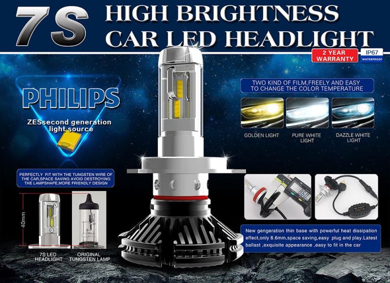 Super Bright 1 Year Warranty 9006 Phi-Zes LED Car Headlight