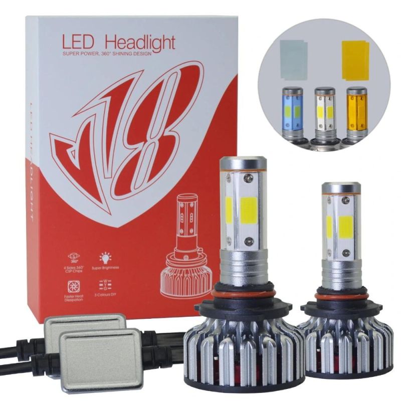 High Quality 4 Sides LED Headlight H7 LED H4 Car Headlight Bulbs 2PCS 6500K 12000lm 360 Degree High Power LED Auto Lamps