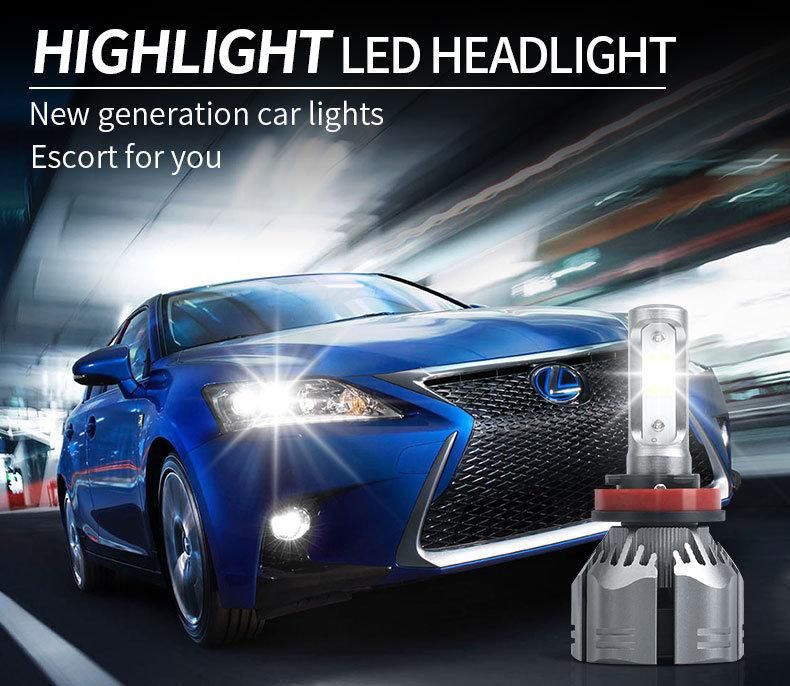 R11 3 Side Car Bulb H1 H3 H4 H7 H8/H11 9005 9006 6000K Auto Fog Light 24W 4800lm Hi/Lo Beam Motor LED Lamp White 12V Headlight