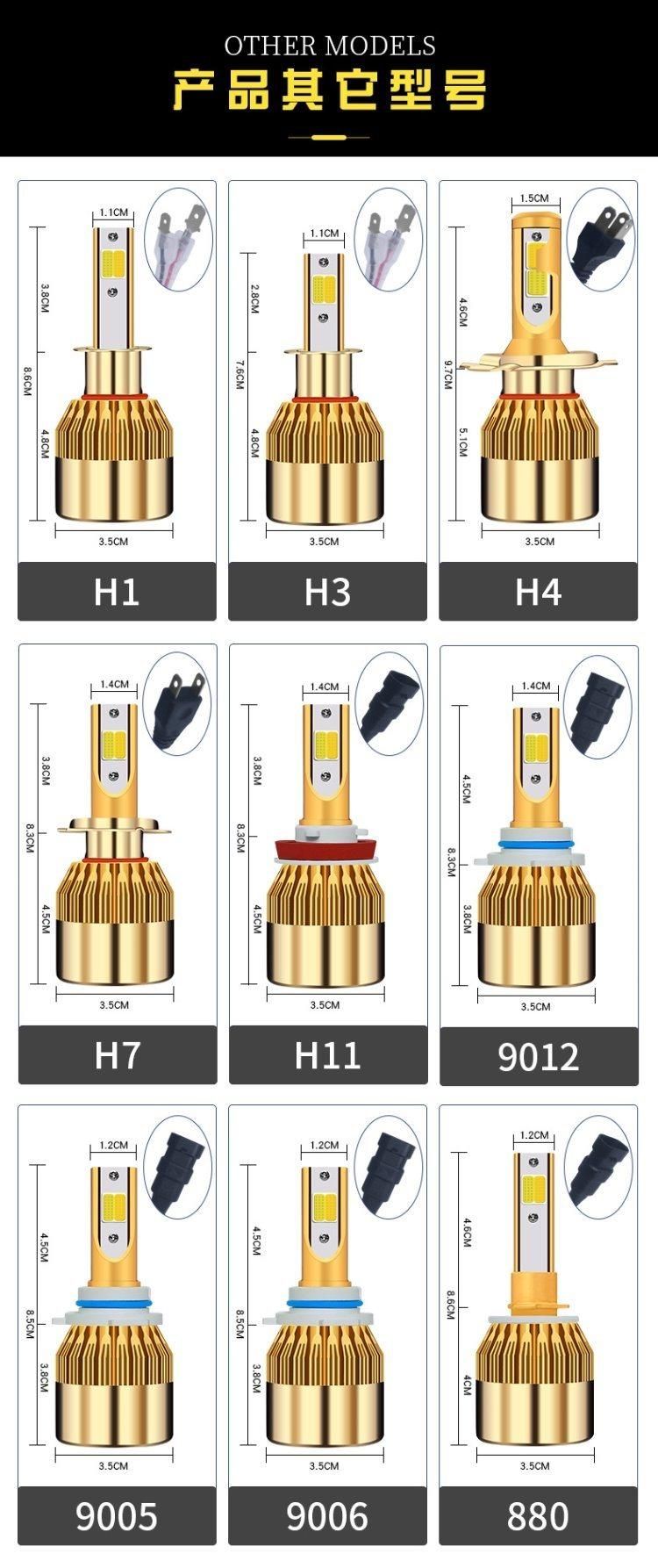 Luces LED H7 H11 C6 LED Car Headlight Focos LED 9006 H1 H3 9005 880 881 H4 LED 3000K 6000K Dual Color LED Headlight C6