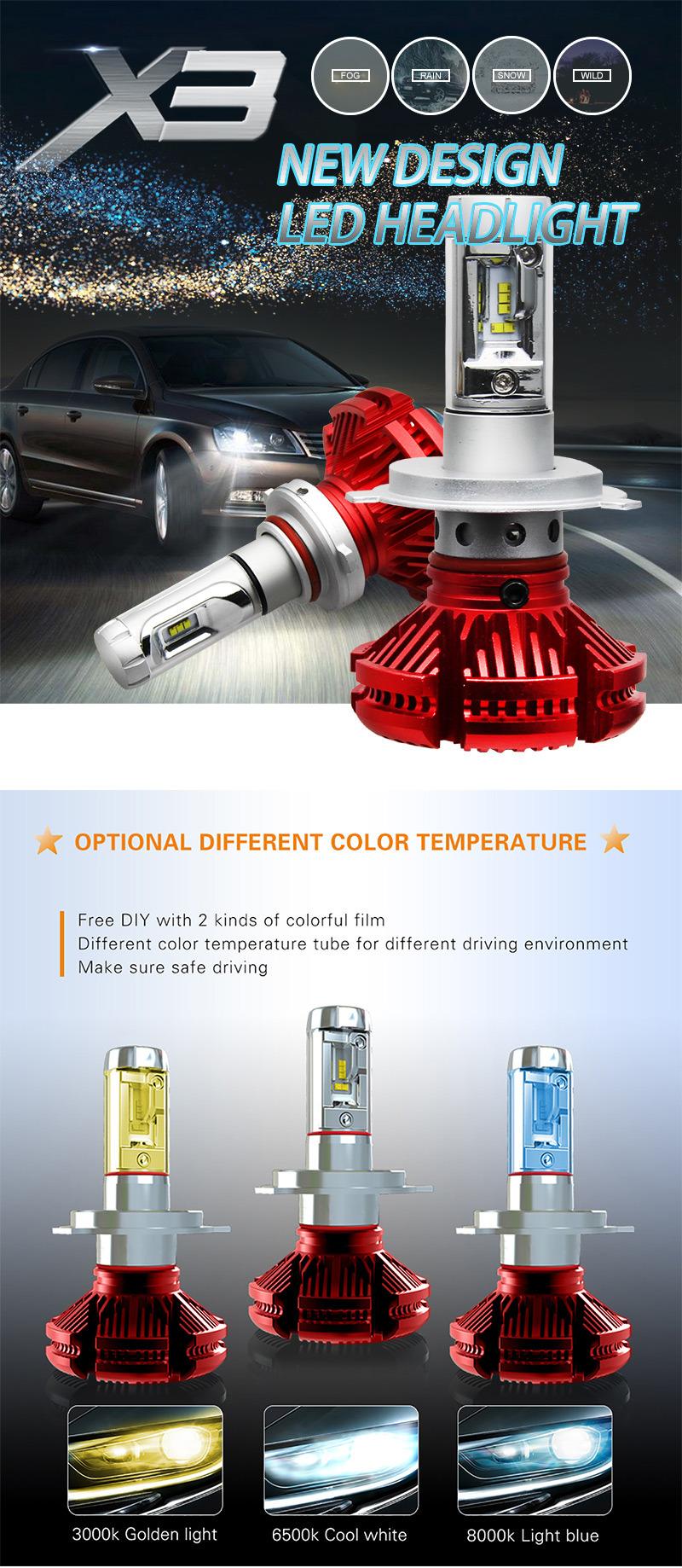 Car Accessories Fanless LED Headlight Bulbs, Wholesale 9006 9005 8000lm H7 LED H4