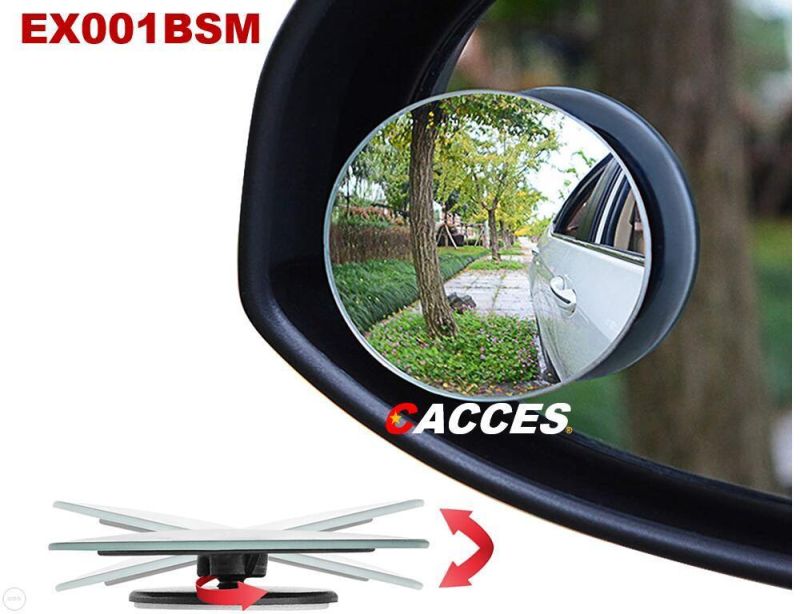 Cacces Blind Spot Mirrors for Cars Waterproof 360° Rotatable Convex Rear View Mirror for Universal Cars 2 Pack Stick on Car Frameless Sway Rotate Wide Angle