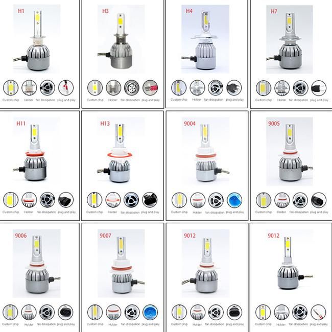 COB Headlight Bulb 12V 50W 7200lumen C6 H10 Automobile Bombillios Hb3 9005 LED Headlight