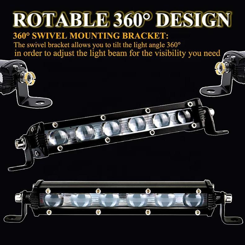 High Quality 18W 4D 7" LED Light Bar Flood Beam Single Row Light Bar for 4X4 Trucks Offroad