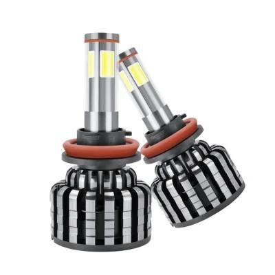 Automobile High&Low Beam LED Headlamp H4 H3 H7 H11 9005 9006 100W 360 Degree 4-Sided Light 1200lm COB Chip Ultra Bright Spotlight