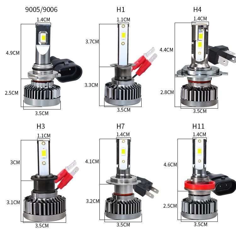 High Power LED Headlight Gt3 30W 12000lm 6000K White Lights 9-32V Lighting Range H4 H13 9007 9004 Auto Car Headlight Bulbs