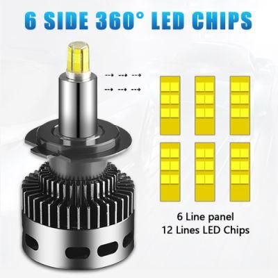 2PCS 12 Side 19000lm Csp H11 H7 Canbus Car Headlights H8 H1 Hb3 9005 9006 3D 360 Degre No Error LED Bulb Automotive Fog Lamp 12V