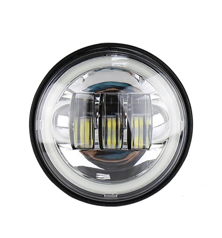 4.5" 4 1/2 Inch Motorcycle Chrome Black LED Fog Passing Auxiliary Light for Harley White DRL Halo 4.5inch LED Fog Light