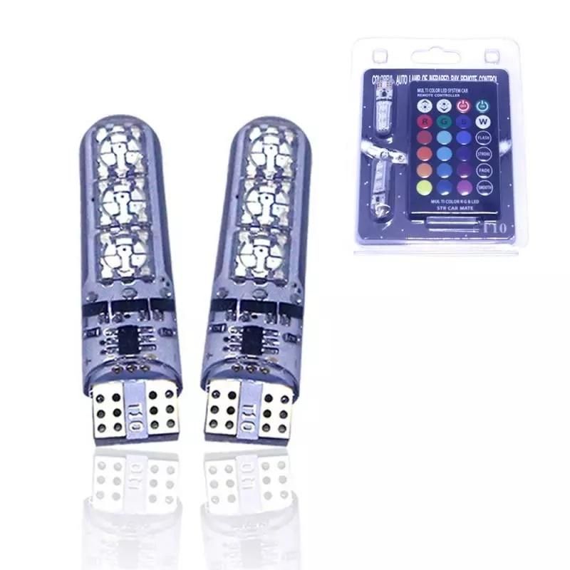 RGB Remote Control Car LED Light T10 5050 6SMD Colorful Side Light License Plate Light Reading Lamp Bulb+Remote Control