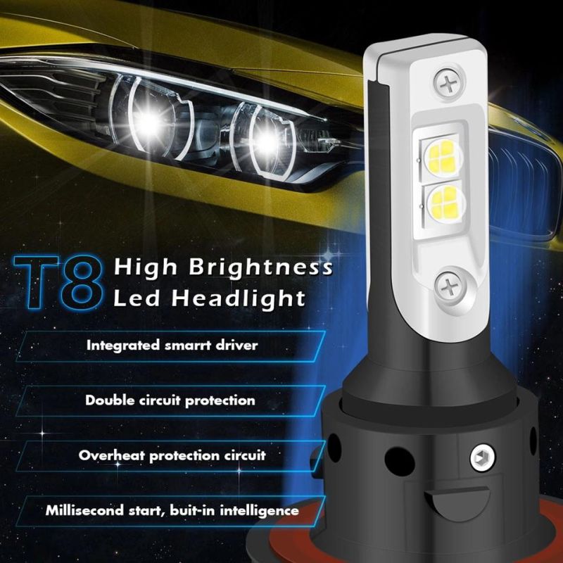 Newest T8 Car LED Headlight Super Bright White Light High&Low Light Bulb H7 H11 H4 9005 9006 9007 CREE Dhip Super Bright Universal Car Light