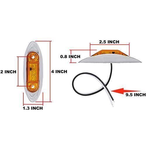 Amber LED Trailer Marker Lights Clearance Lamps 3 Diodes Front Bumper Bar Lights