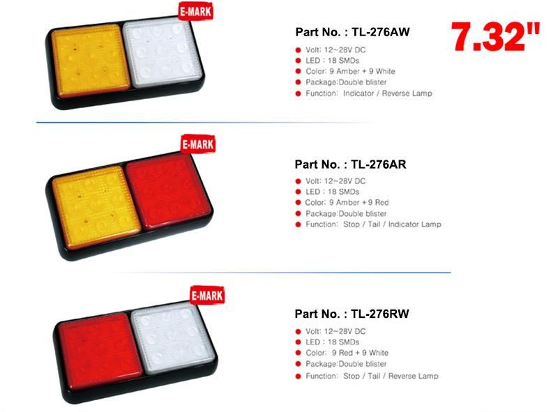 DC 12V Waterproof Ledtruck Reverse Brake Turn Signal Tail Light with E-MARK Certificate