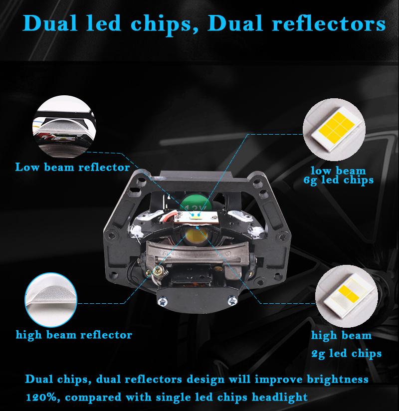 Best Quality Long Warranty China LED Headlights 3 Inch S9 H4 H7 Bi LED Projector Lens Headlight 49W 5500K 6000K Aftermarket Auto LED Headlight Bulbs