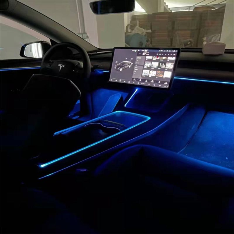 Car Styling Cold Light Ambiance Lamp Line Auto Lights LED RGB Neon Interior Atmosphere Light Strip Tesla Multicolor Atmosphere Lamp