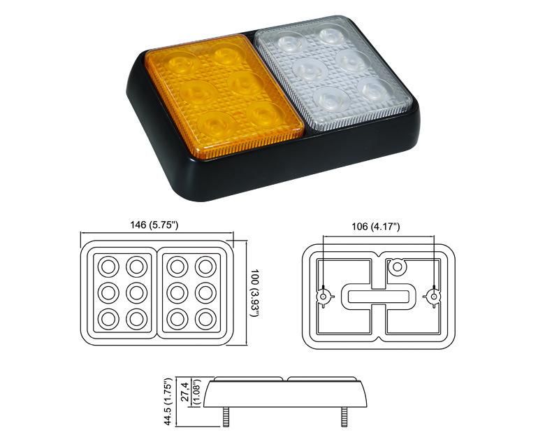 E-Approved 5.75inch 2 Pod LED Combination Reverse Light