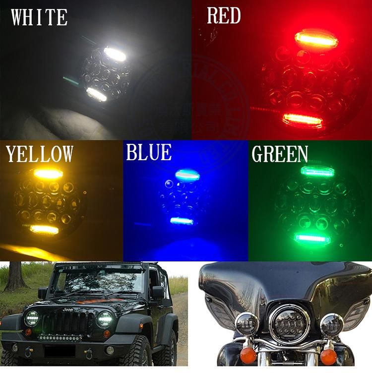 75W Motorcycle Headlight Projector Car Light for Jeep Tj Jk 4 Door Unlimited Land Rover 12V 7" Round LED Headlight