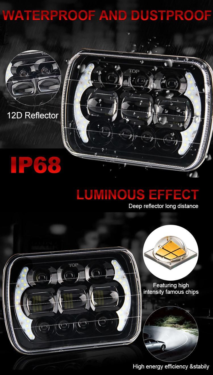 75W 7" 5X7 Inch Jeep LED Headlight for Trucks