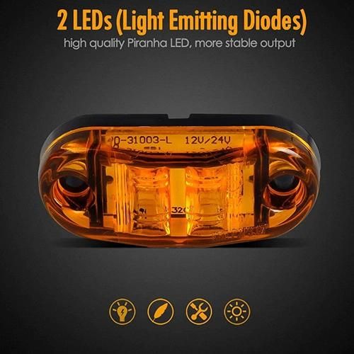 Amber Red 2.5" 2 Diode Oval LED Trailer Truck Clearance Light Side Marker Light