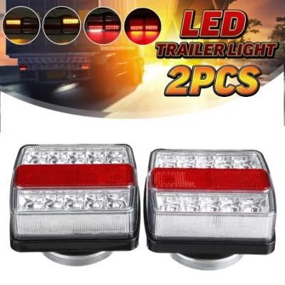 12V Waterproof Square LED Trailer Light, Red LED Stop Turn Tail License Brake Running Light Lamp for Trailers