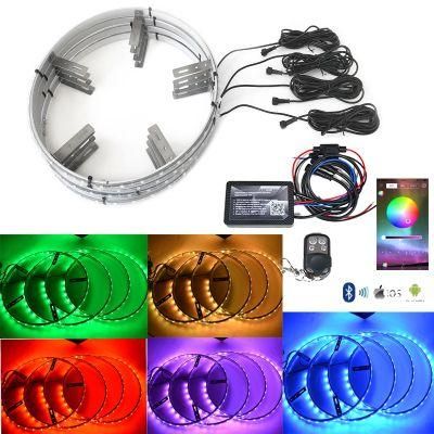 12V Color Changing Car Styling RGB LED Wheel Light for Car Interior Atmosphere Music Lighting