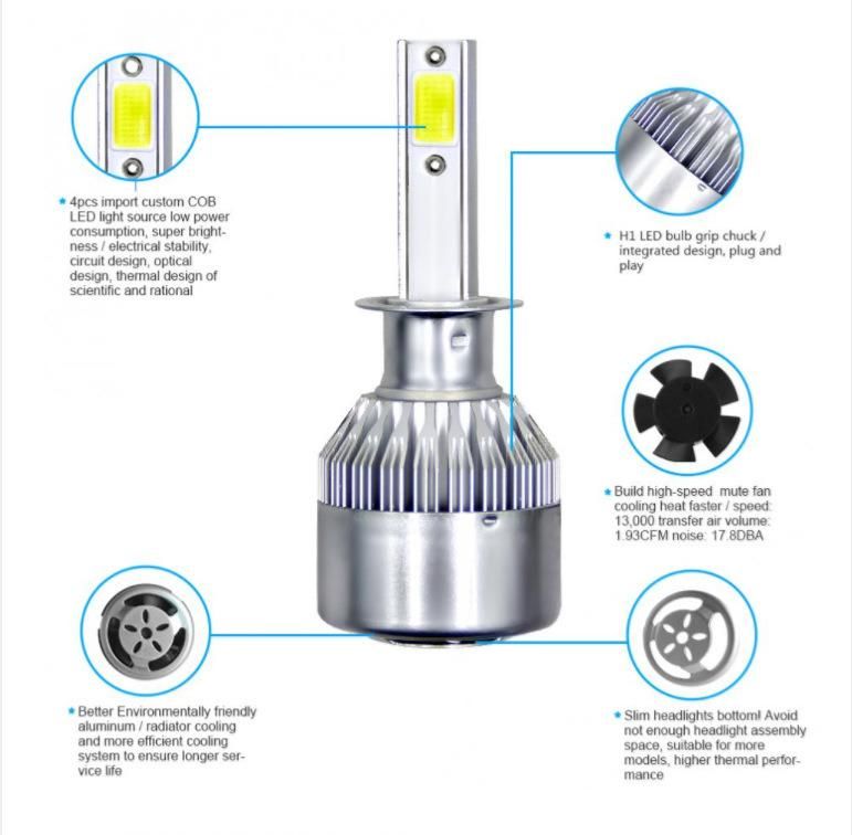 Auto Lamps C6 LED Light Bulb 18W 12V 72W 24V 8000ml