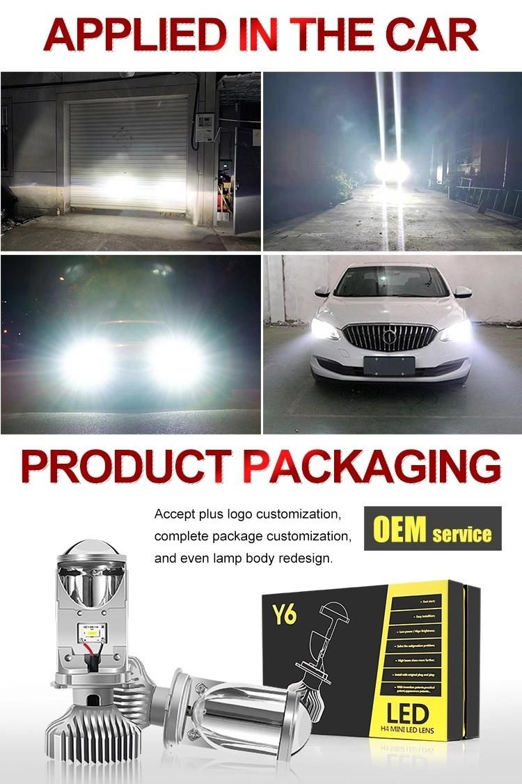 High Quality Y6s Lens Headlight 80W 20000lm 9-32V Csp Chip 6000K H4 Bulb Canbus LED Car Headlight LED Headlight Bulbs Auto Headlight